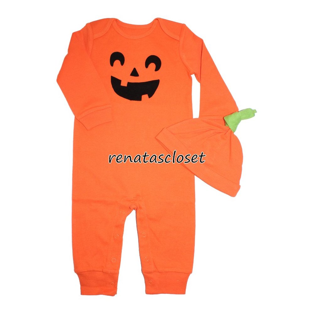 Carter's Baby's 2pc Halloween Jumpsuit & Hat Set - Jack-o-Lantern NWT